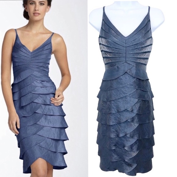 Adrianna Papell Dresses & Skirts - Adrianna Papell Occasions  Tiered Ruffle Evening Cocktail Dress Sz 4
